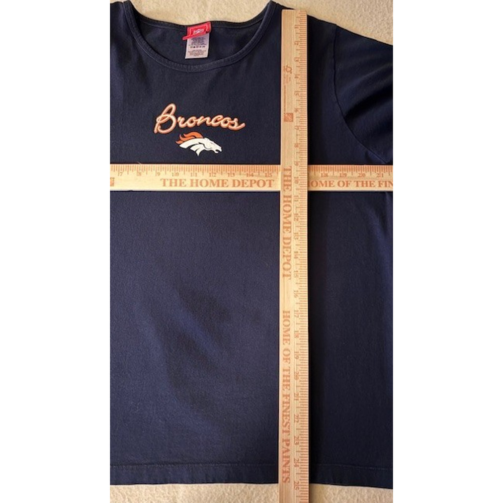 Women's Size XL Denver Broncos Navy Blue Long Sleeve Tee NFL for Her 100% Cotton - Picture 4 of 7